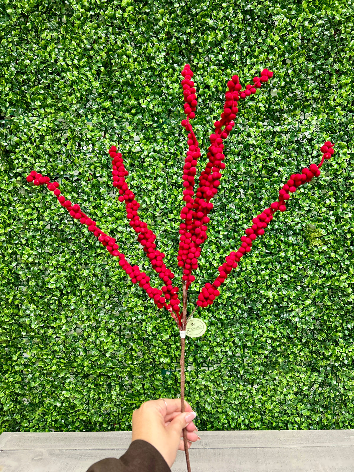 31 Inch Red Flocked Berry Spray