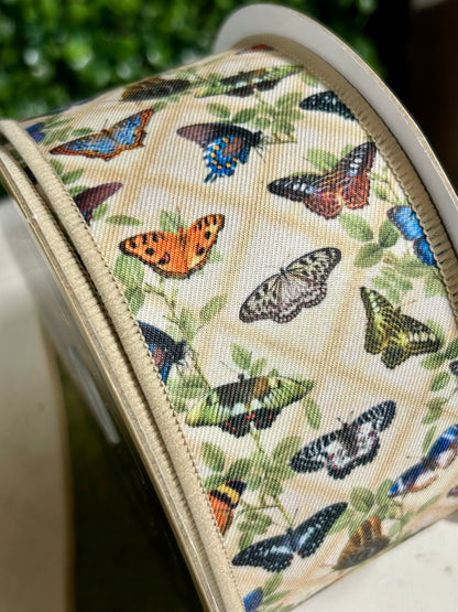 2.5 Inch By 10 Yard Vintage Butterfly Ribbon