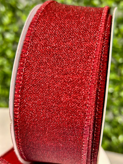 1.5 Inch By 10 Yard Burgundy Fine Glitter On Royal Ribbon