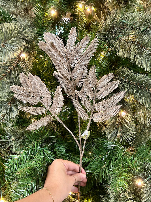 20 Inch Grey Winter Forest Fern Spray