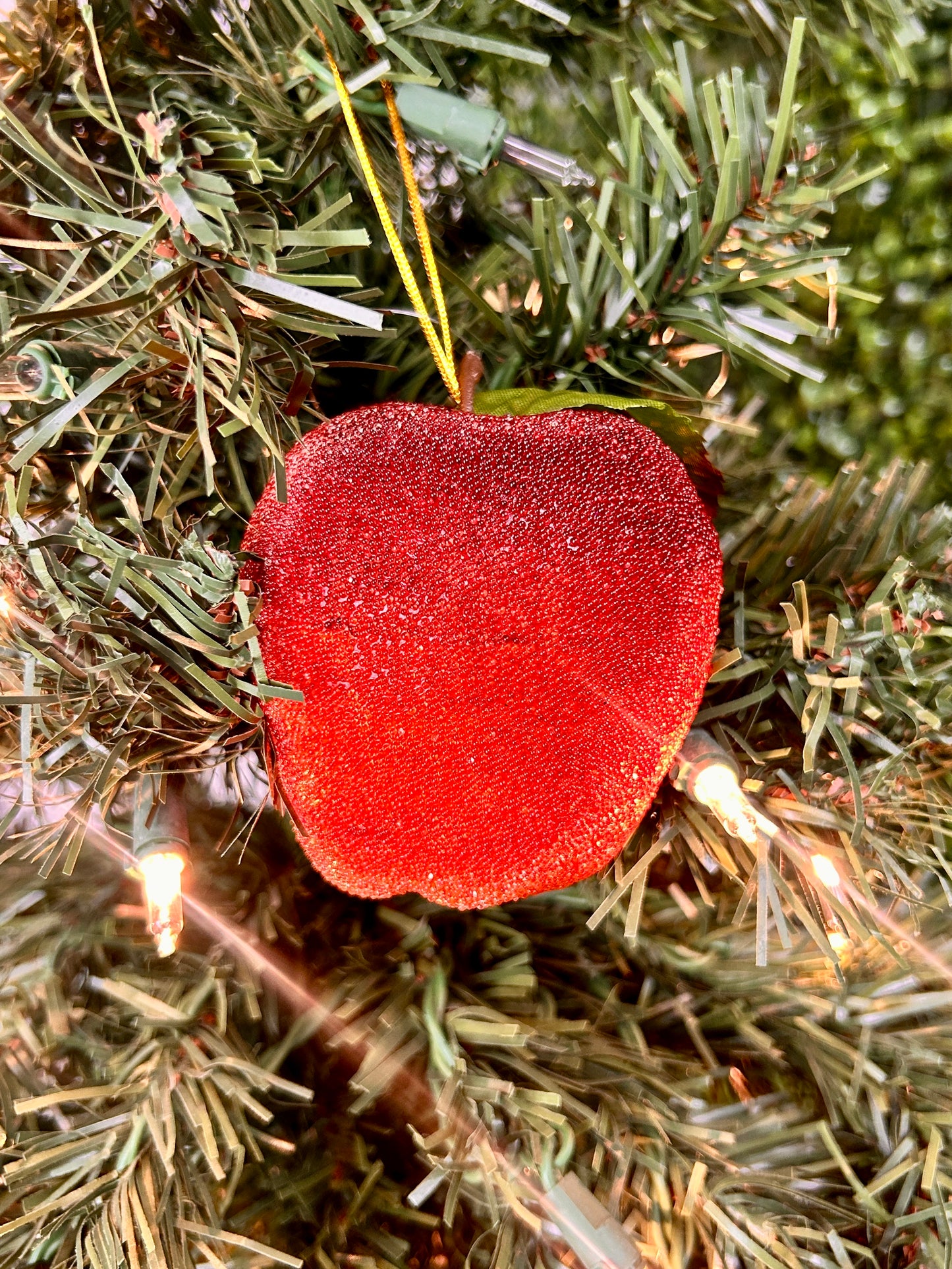 3.75 Inch Sugar Coated Christmas Apple Ornament