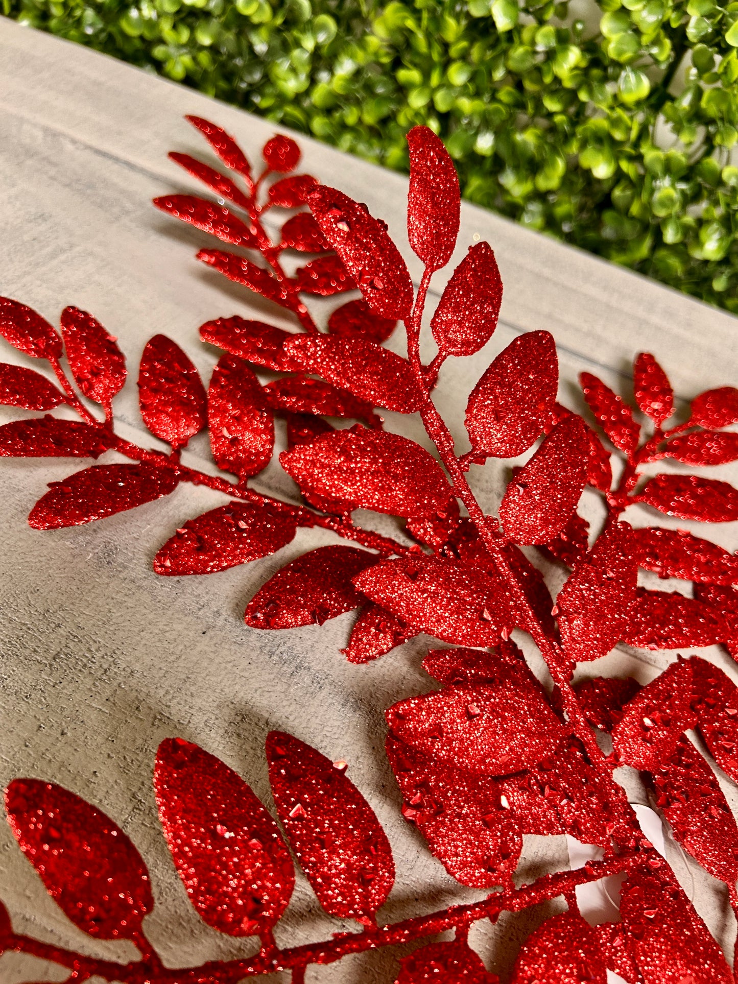 21 Inch Red Glitter Honey Locust Spray