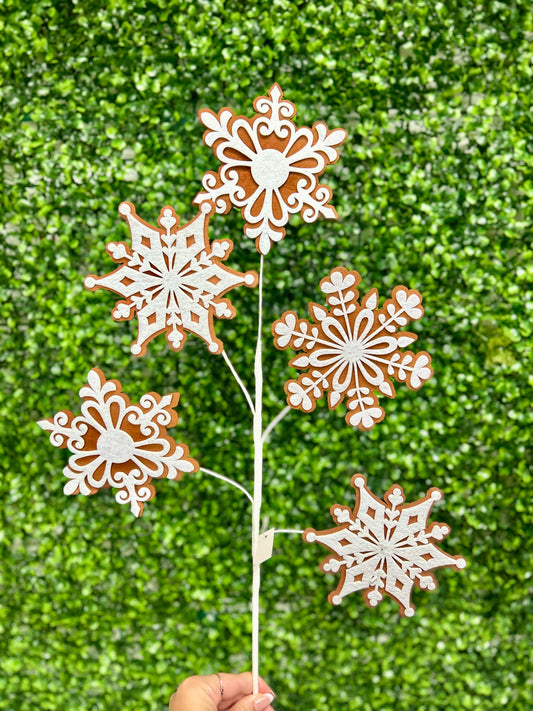29 Inch Felt Gingerbread Snowflake Spray