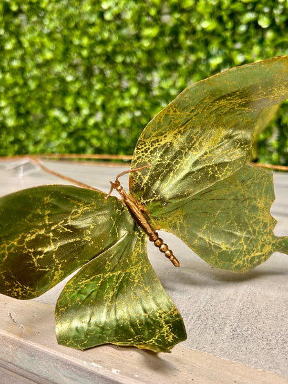 26 Inch Green Metallic Butterfly Spray
