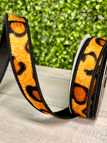John Mark 1 Inch By 10 Yard Dupioni Fused Leopard Pattern Ribbon