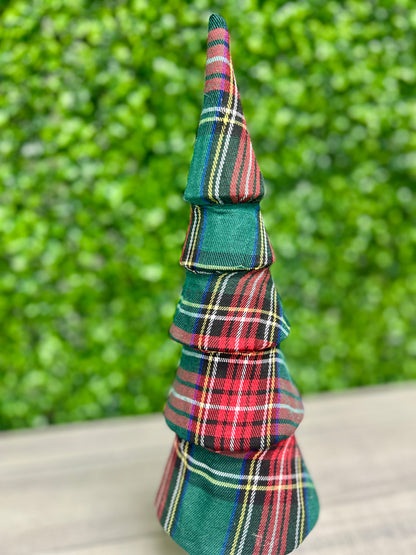 14.5 Inch Green And Red Plaid Tree Table Top Decor