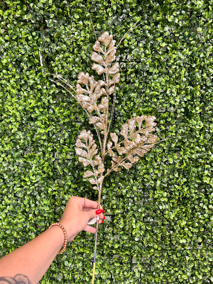 29 Inch Champagne Glitter Sequin Forest Fern Spray