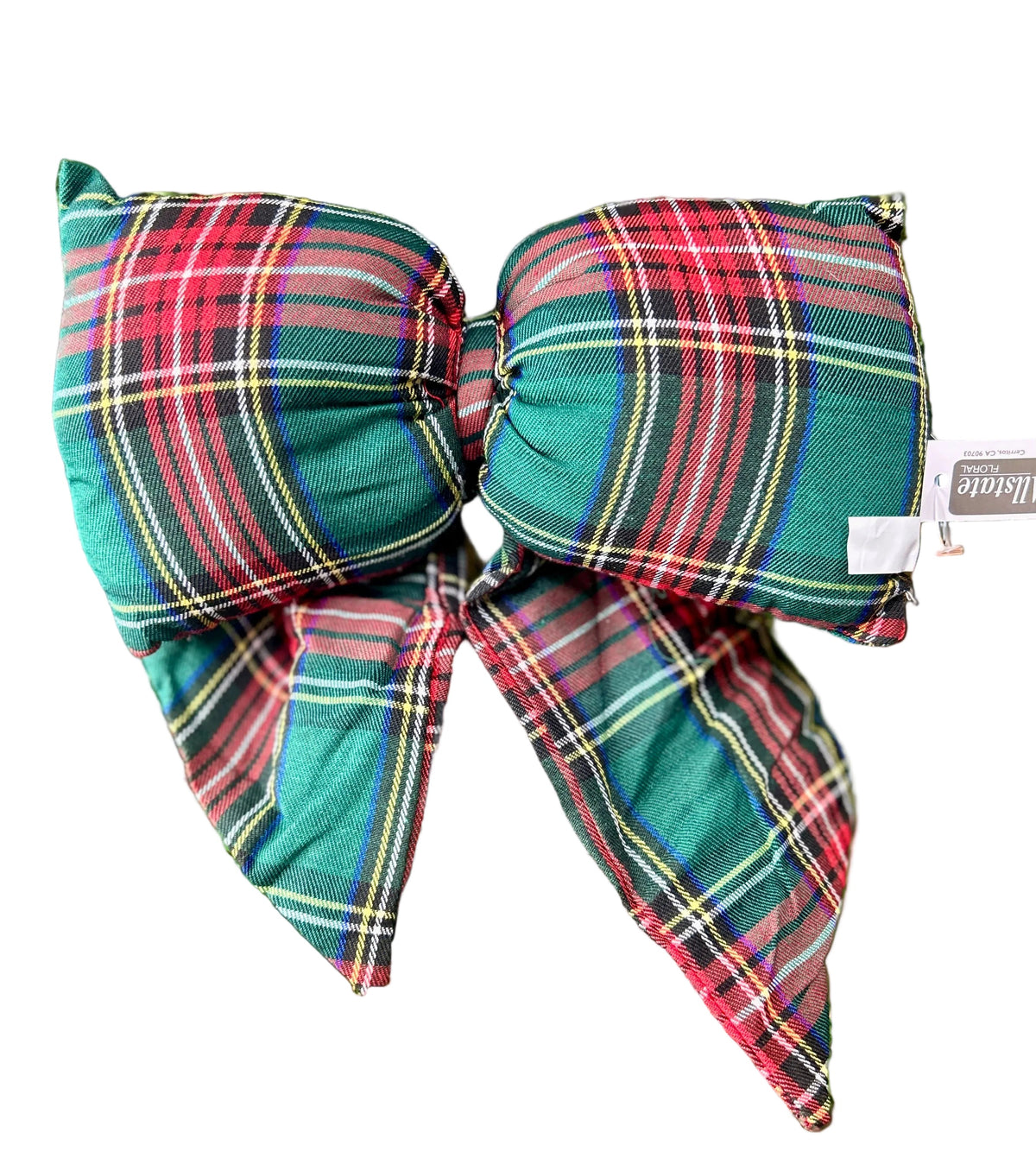 9.5 Inch By 13 Inch Plush Plaid Bow With Clip