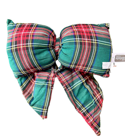 9.5 Inch By 13 Inch Plush Plaid Bow With Clip