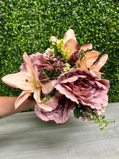 23 Inch Mauve Peony And Lily Mixed Bush