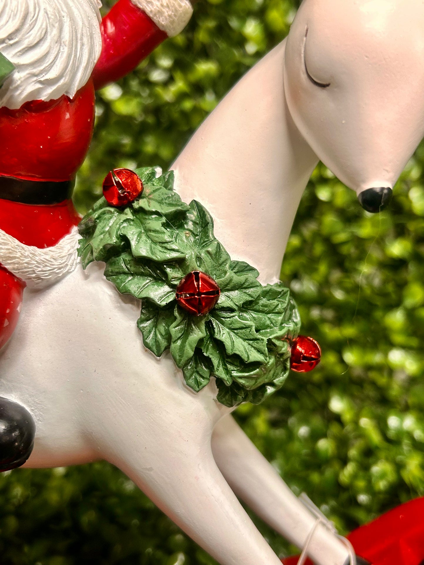 11.75 Inch Resin Santa On Rocking Deer