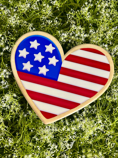 10 Inch Natural Red And Navy Patriotic Metal Sign