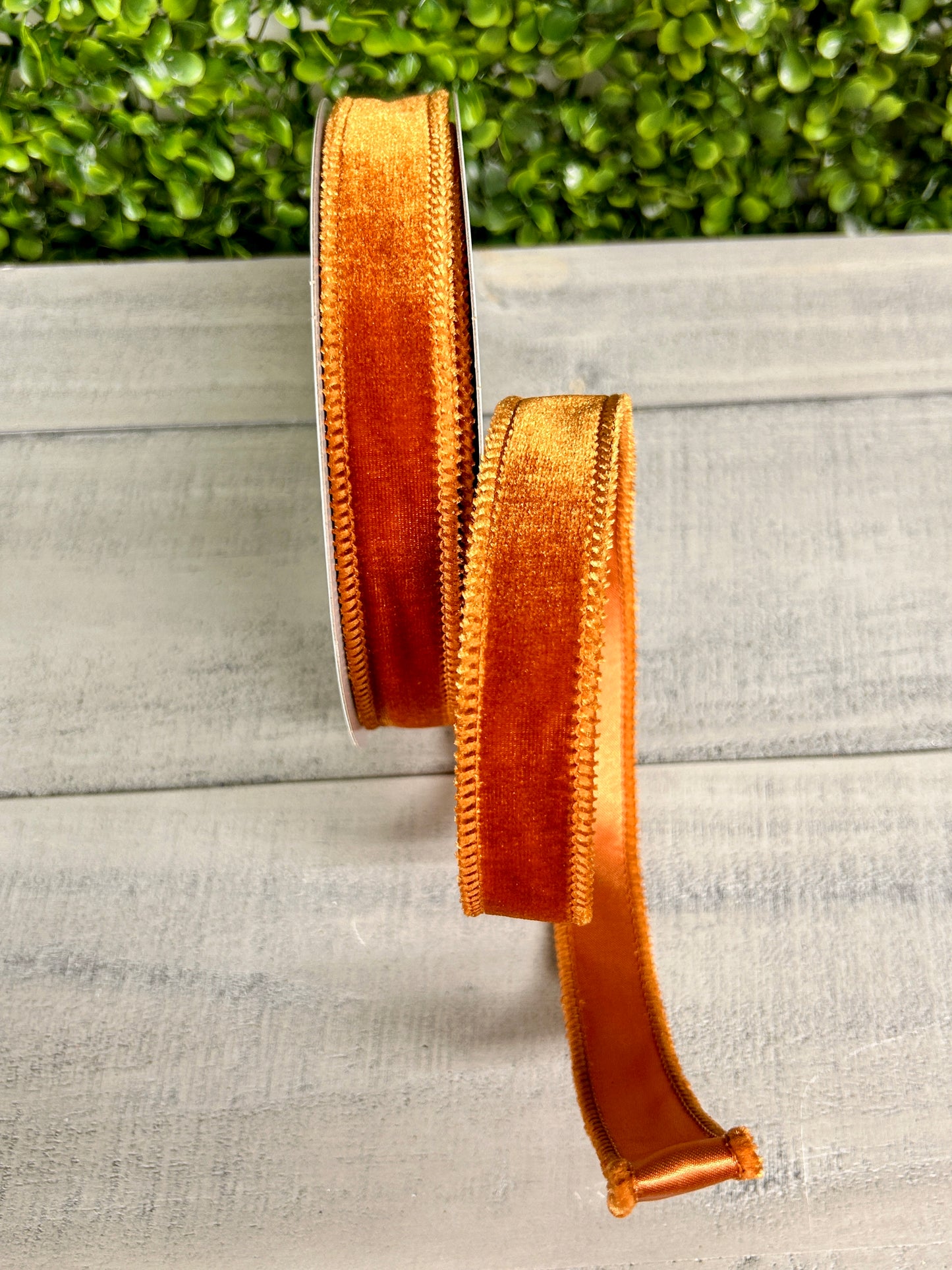 7/8 Inch By 10 Yard Burnt Sienna Deluxe Velvet With Satin Backing Ribbon