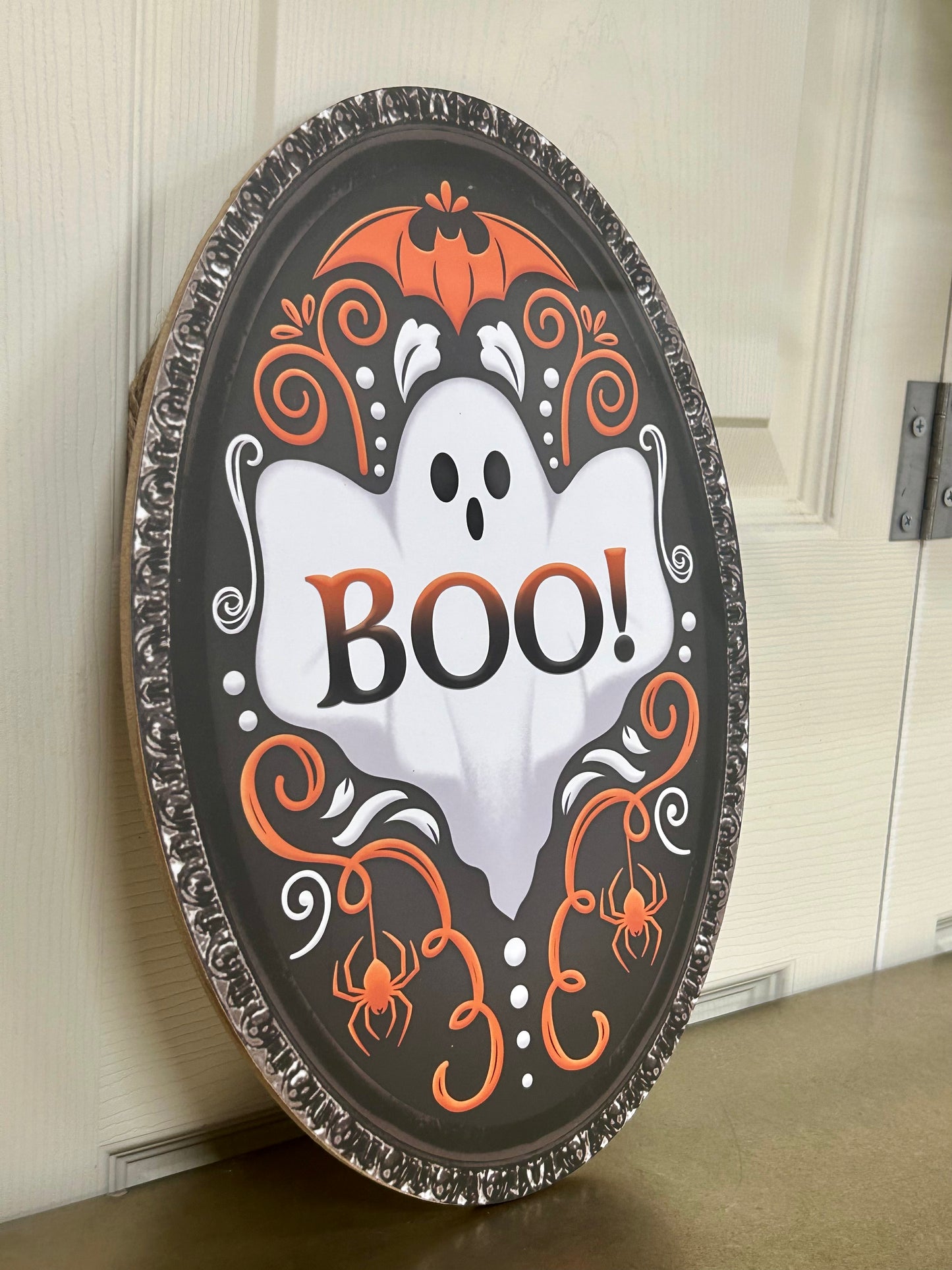 13 Inch Ghost "BOO" Oval Wood Sign