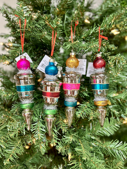 7 Inch Glass Finial Ornament Four Styles