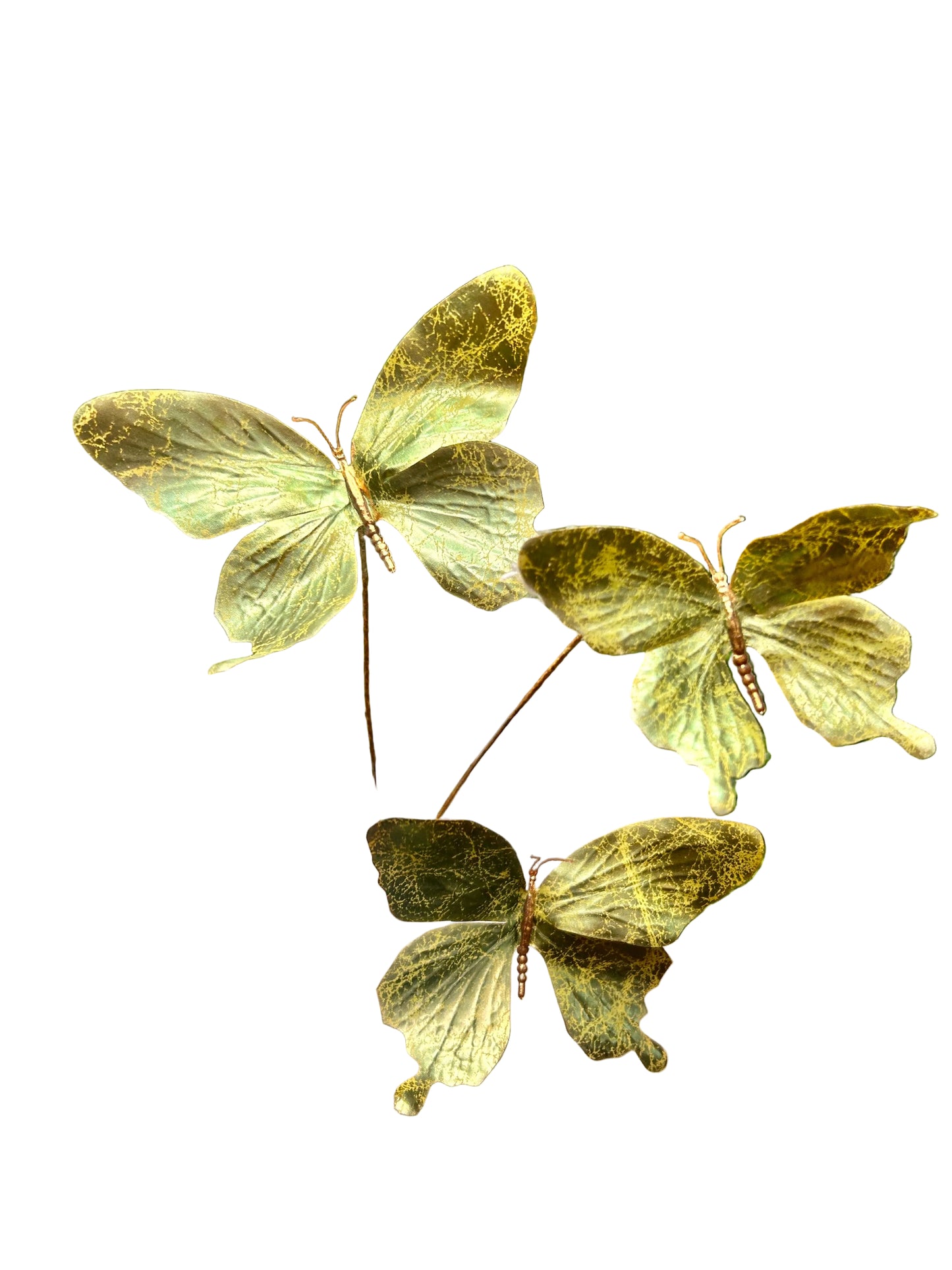 26 Inch Green Metallic Butterfly Spray