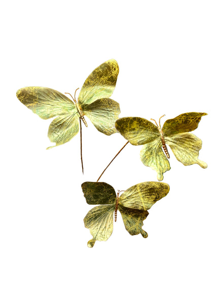26 Inch Green Metallic Butterfly Spray