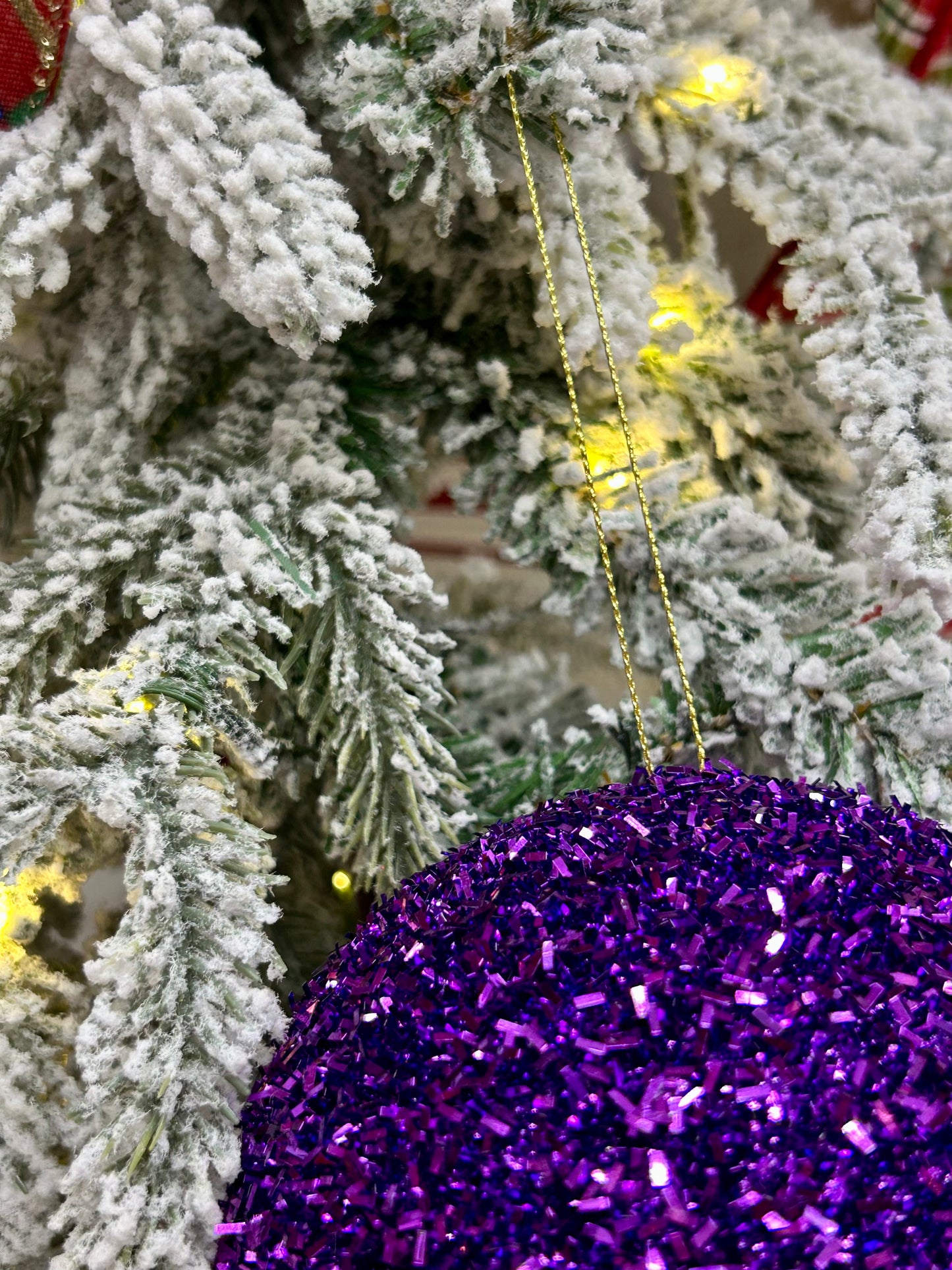 5 Inch Purple Foil Glitter Ornament Ball