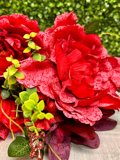 23 Inch Red Peony And Lily Mixed Bush
