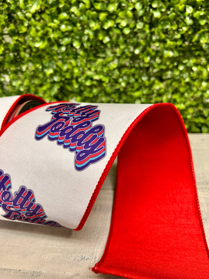 4 Inch By 10 Yard Hotty Toddy Fused Dupioni Backed Wired Edge Ribbon