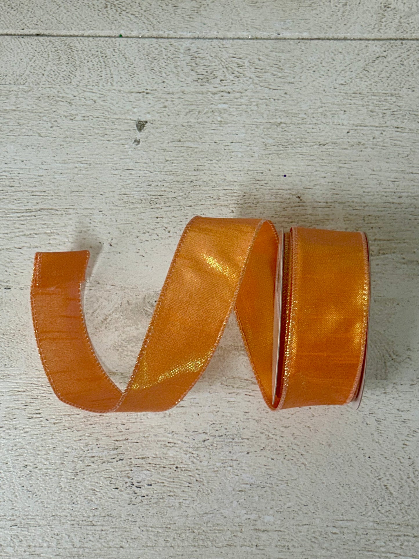 1.5 Inch By 10 Yard Tangerine Iridescent Metallic Ribbon
