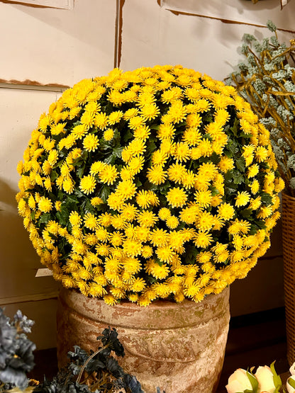 20 Inch Yellow Mum Topiary Ball
