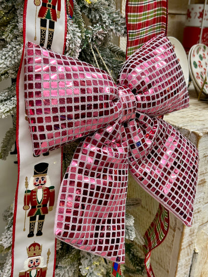 12 Inch Pink Bow Ornament