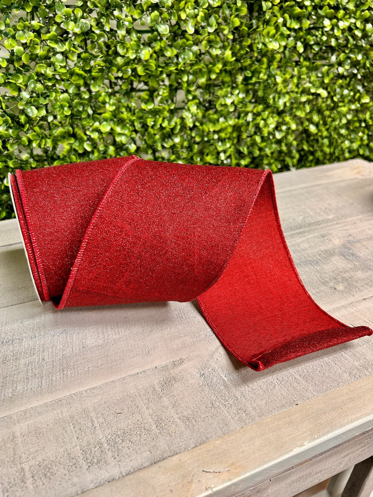 4 Inch By 10 Yard Burgundy Fine Glitter On Royal Ribbon