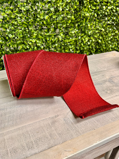 4 Inch By 10 Yard Burgundy Fine Glitter On Royal Ribbon