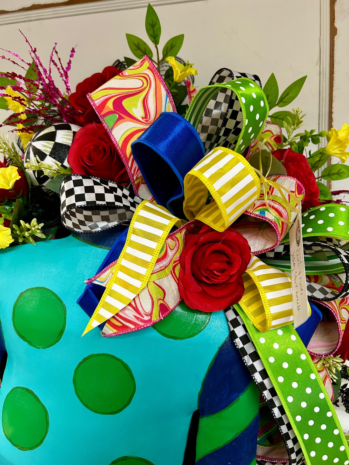 Pre-Made Blue And Green Derby Jockey Shirt Wreath By Caela With Sweet Girl Designs