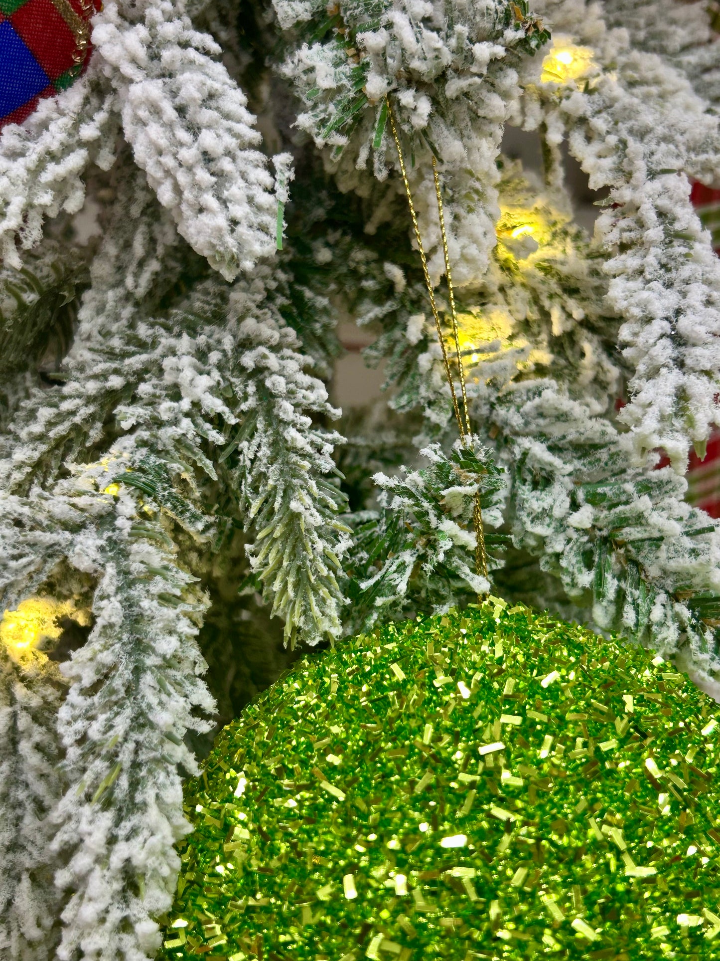 5 Inch Lime Foil Glitter Ball Ornament
