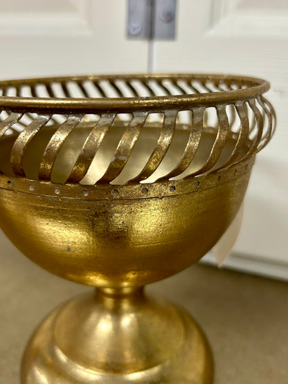 5.5 Inch Gold Mini Metal Urn With Lace Top