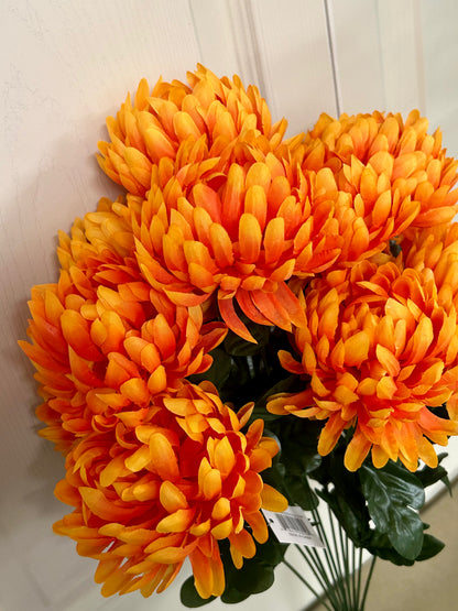 12 Inch Orange Ball Mum Bush