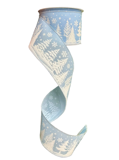 2.5 Inch By 10 Yard Blue And White Christmas Tree Ribbon