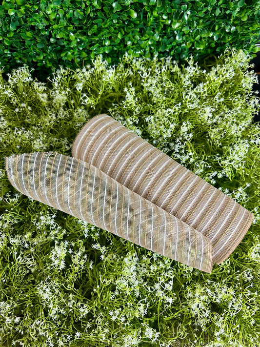 10.25 Inch By 10 Yard Natural And White Fine Weave Jute And Fiber Mesh