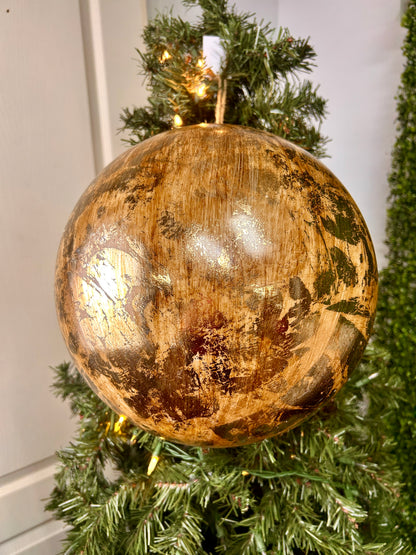 12 Inch Antique Gold Ball Ornament