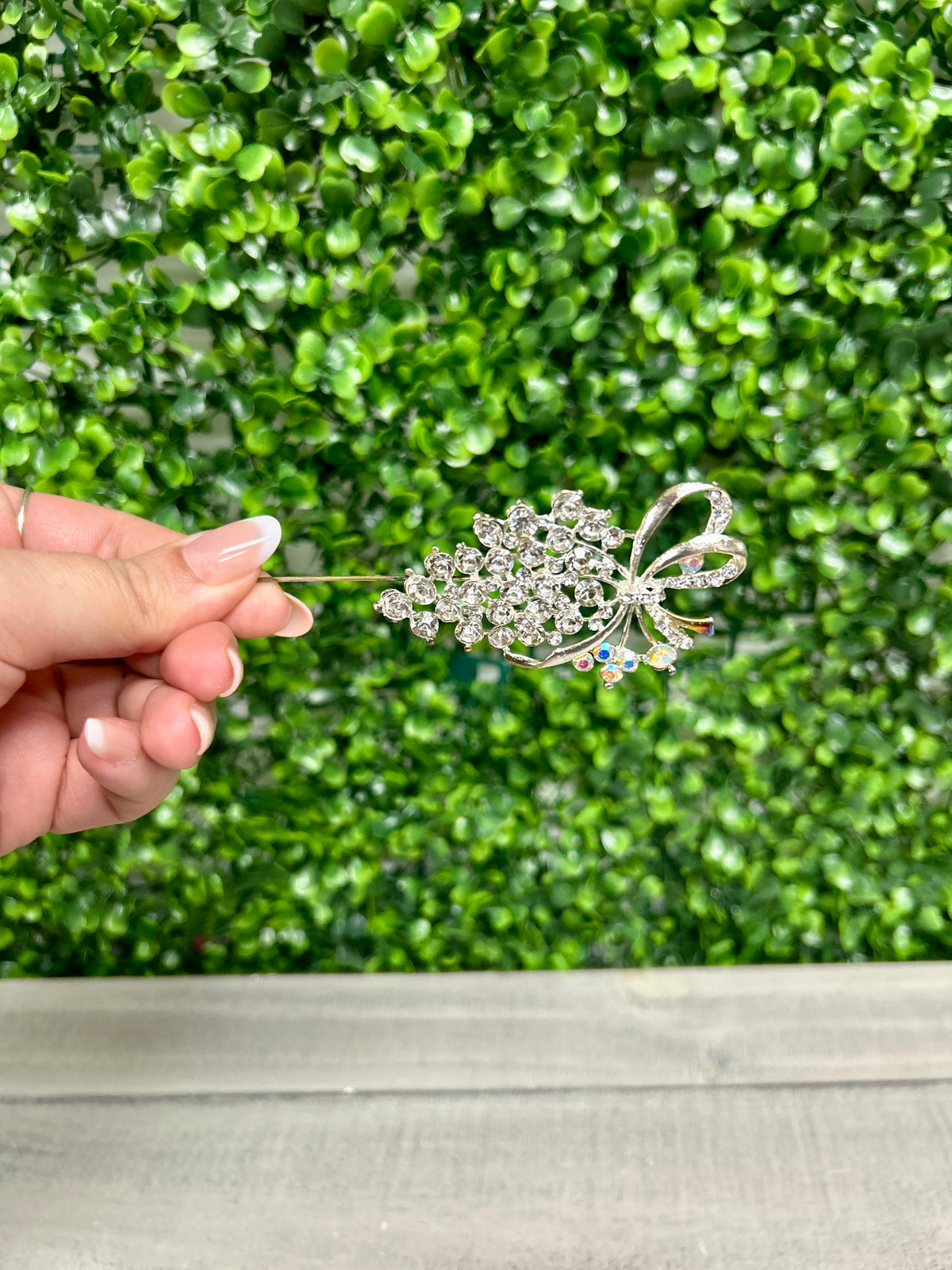 2.75 Inch Rhinestone Bouquet Floral Pin