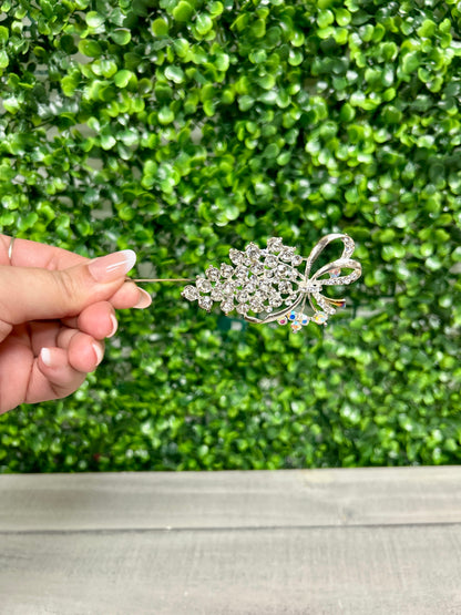 2.75 Inch Rhinestone Bouquet Floral Pin