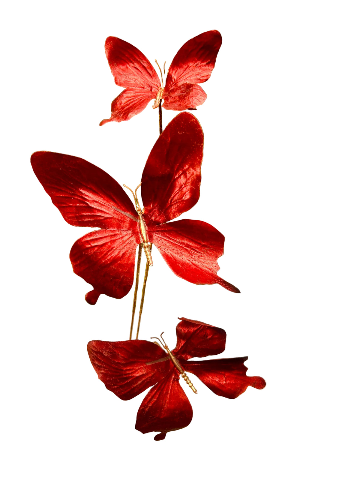 26 Inch Red Metallic Butterfly Spray