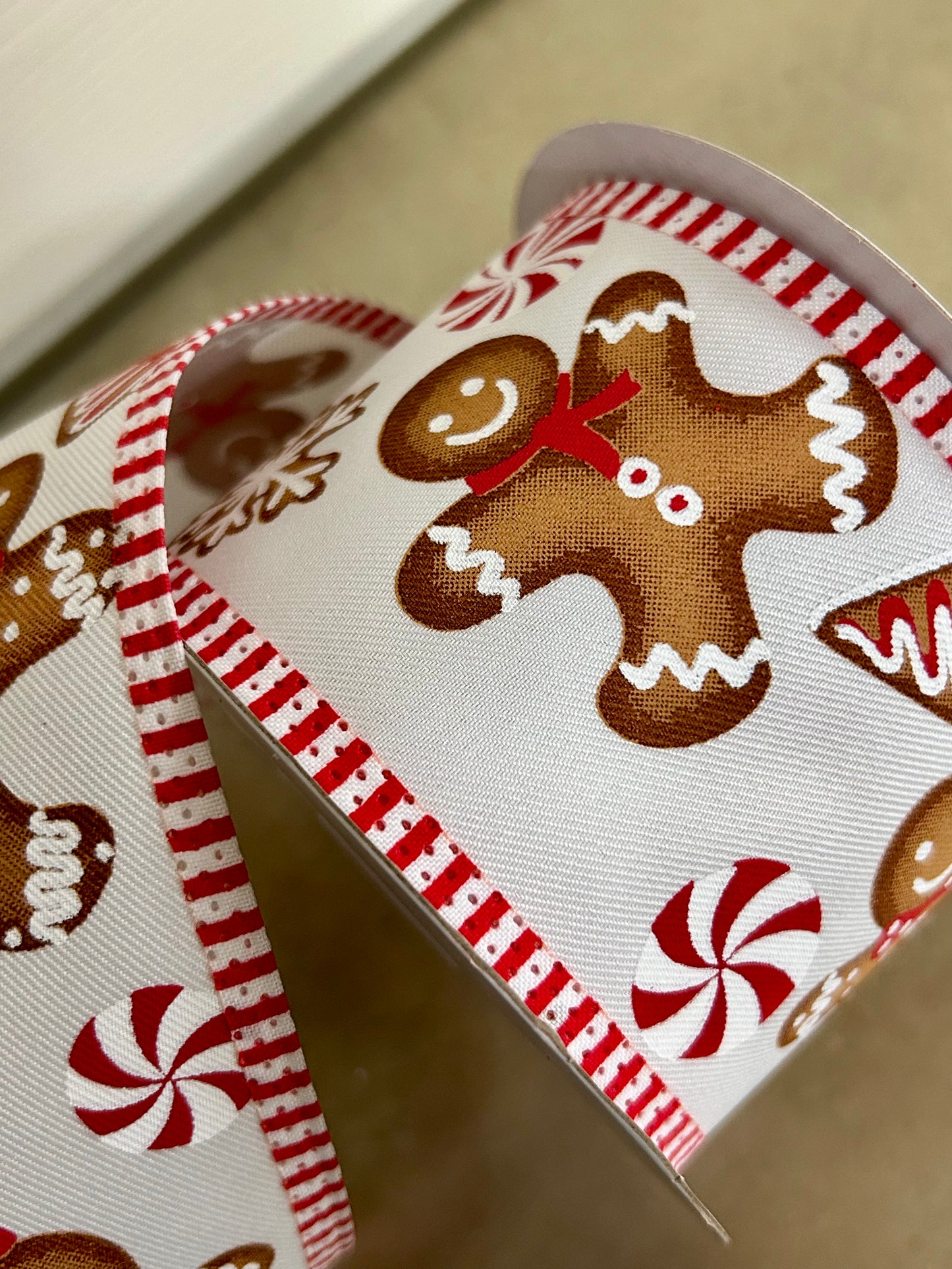 2.5 Inch By 10 Yard Gingerbread Stripe Ribbon