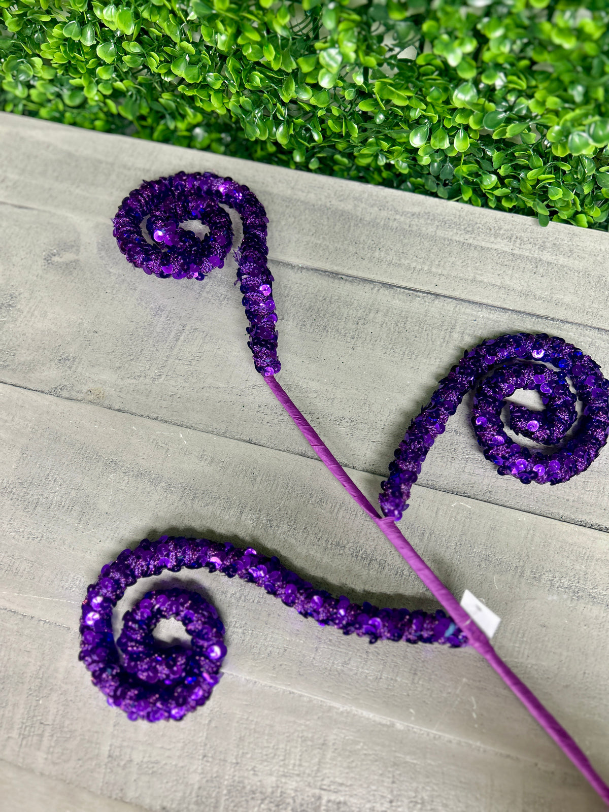27 Inch Purple Sequin Lace Coil Spray