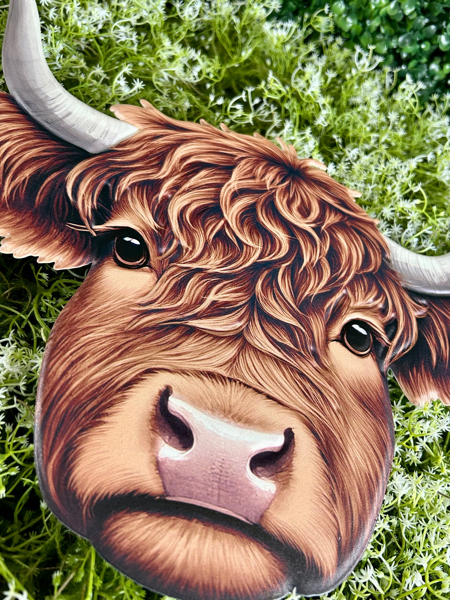 15.5 Inch Dark Brown Highland Cow Metal Sign