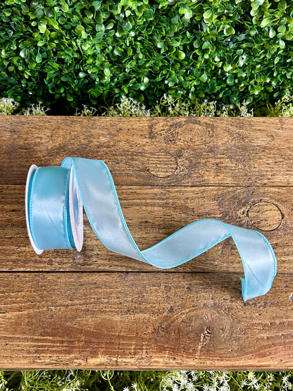 1.5 Inch By 10 Yards Baby Blue Satin Value Wired Ribbon