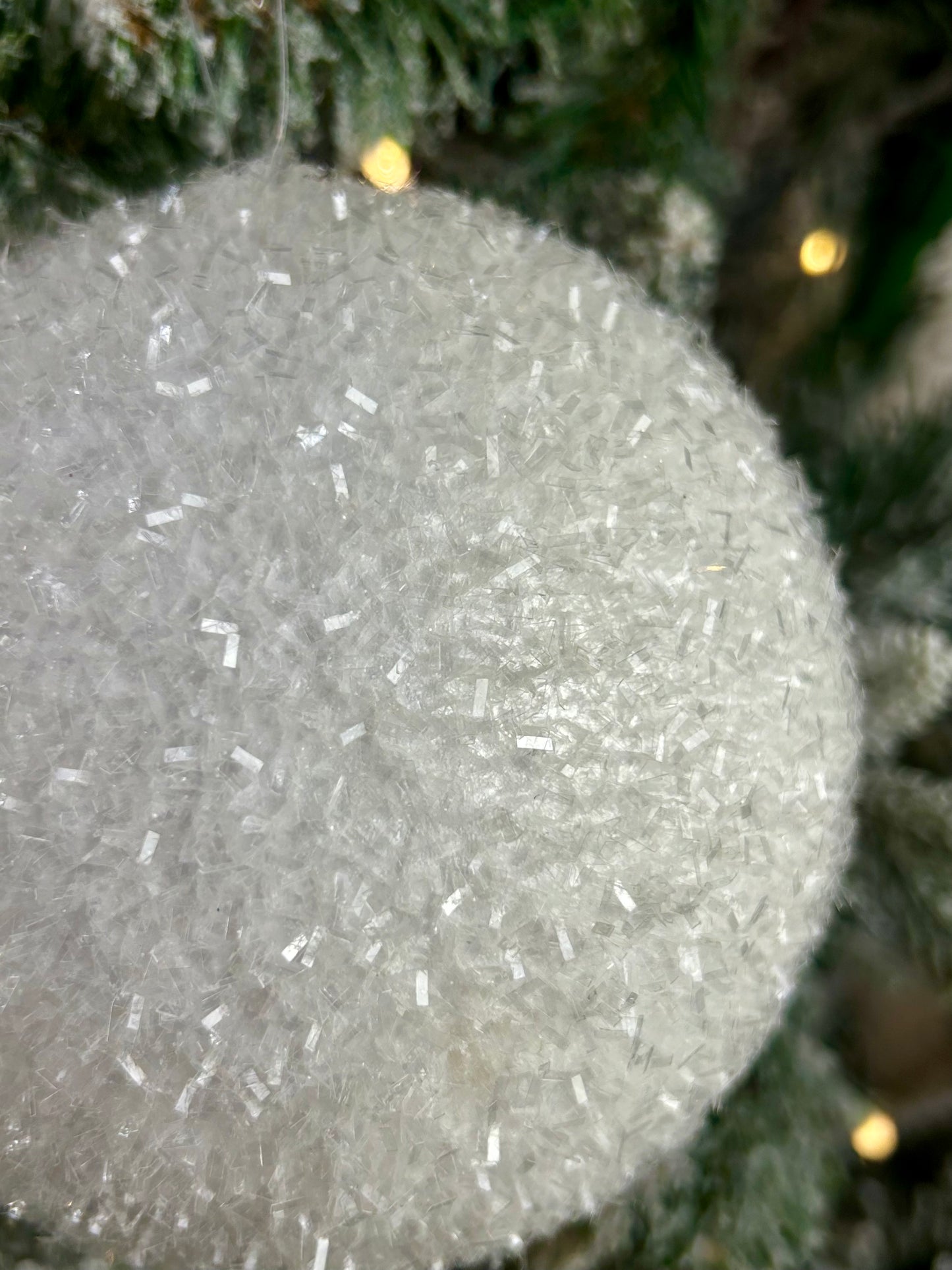 5 Inch Clear White Foil Glitter Ball Ornament