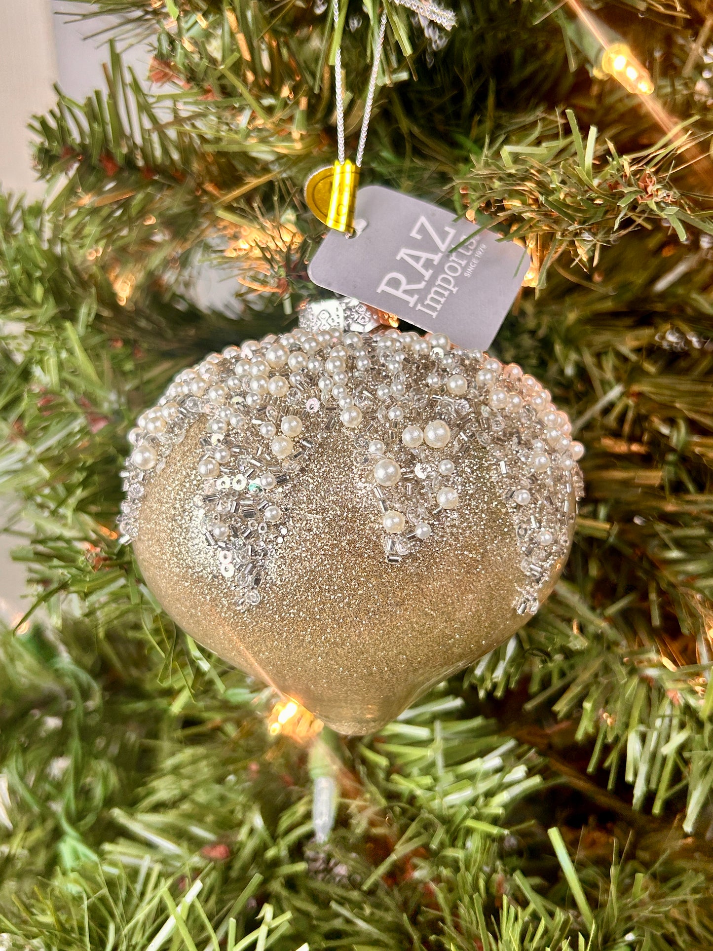 4 Inch Pearl Taupe Frosted Glass Ornament Three Assorted
