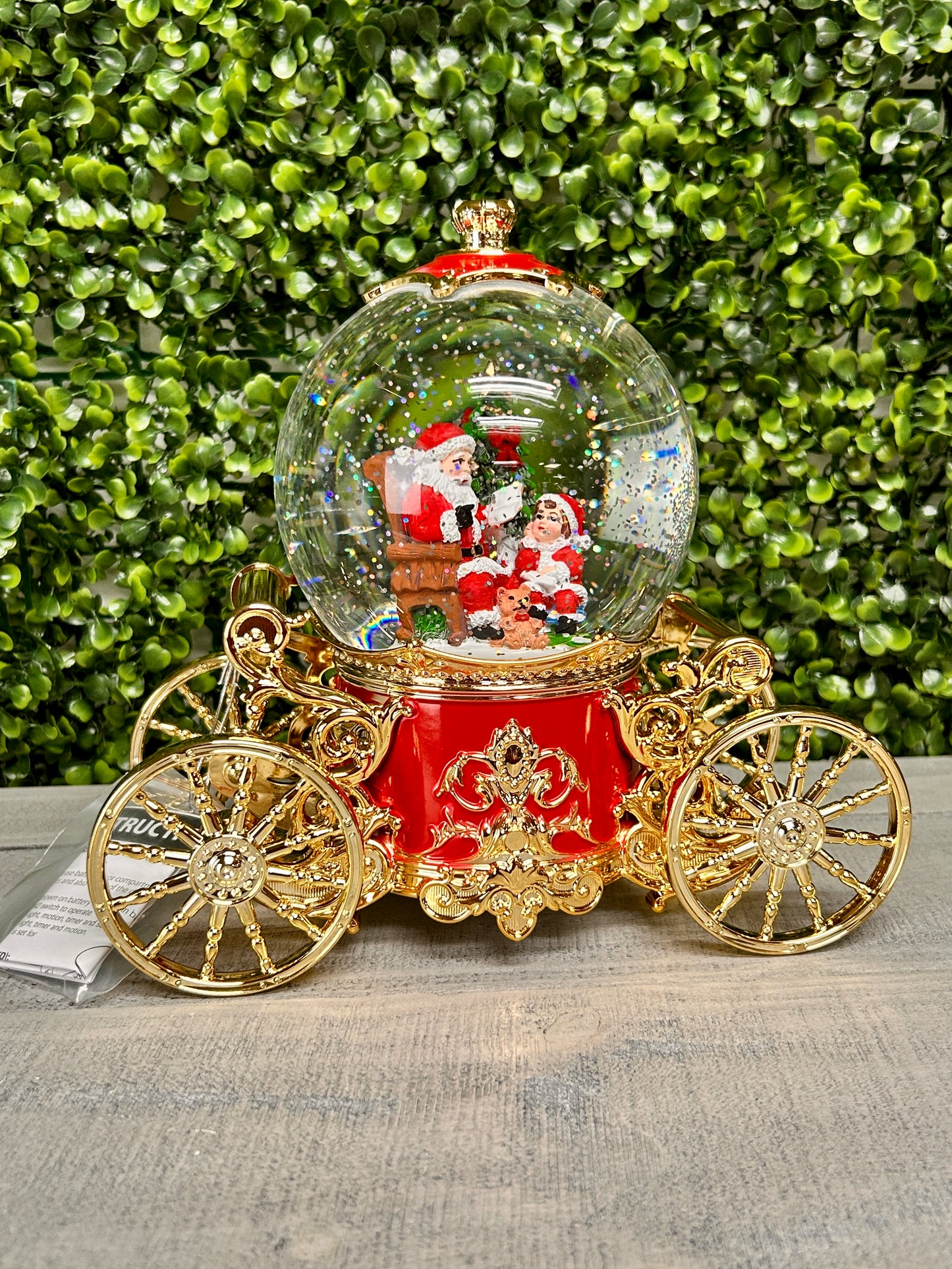 7.8 Inch Lighted Musical Spinning Water Globe Carriage With Rotating Figurine
