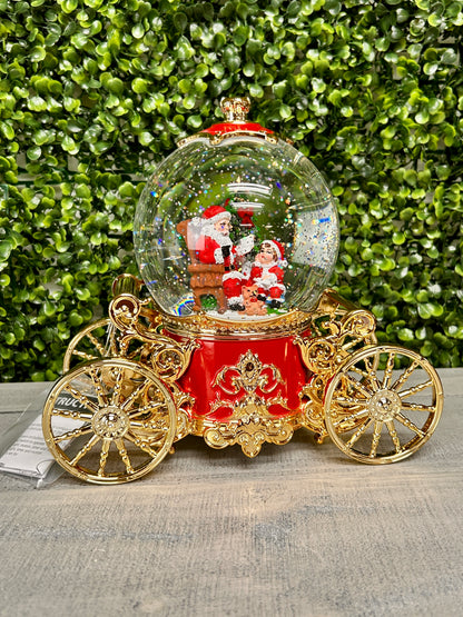 7.8 Inch Lighted Musical Spinning Water Globe Carriage With Rotating Figurine