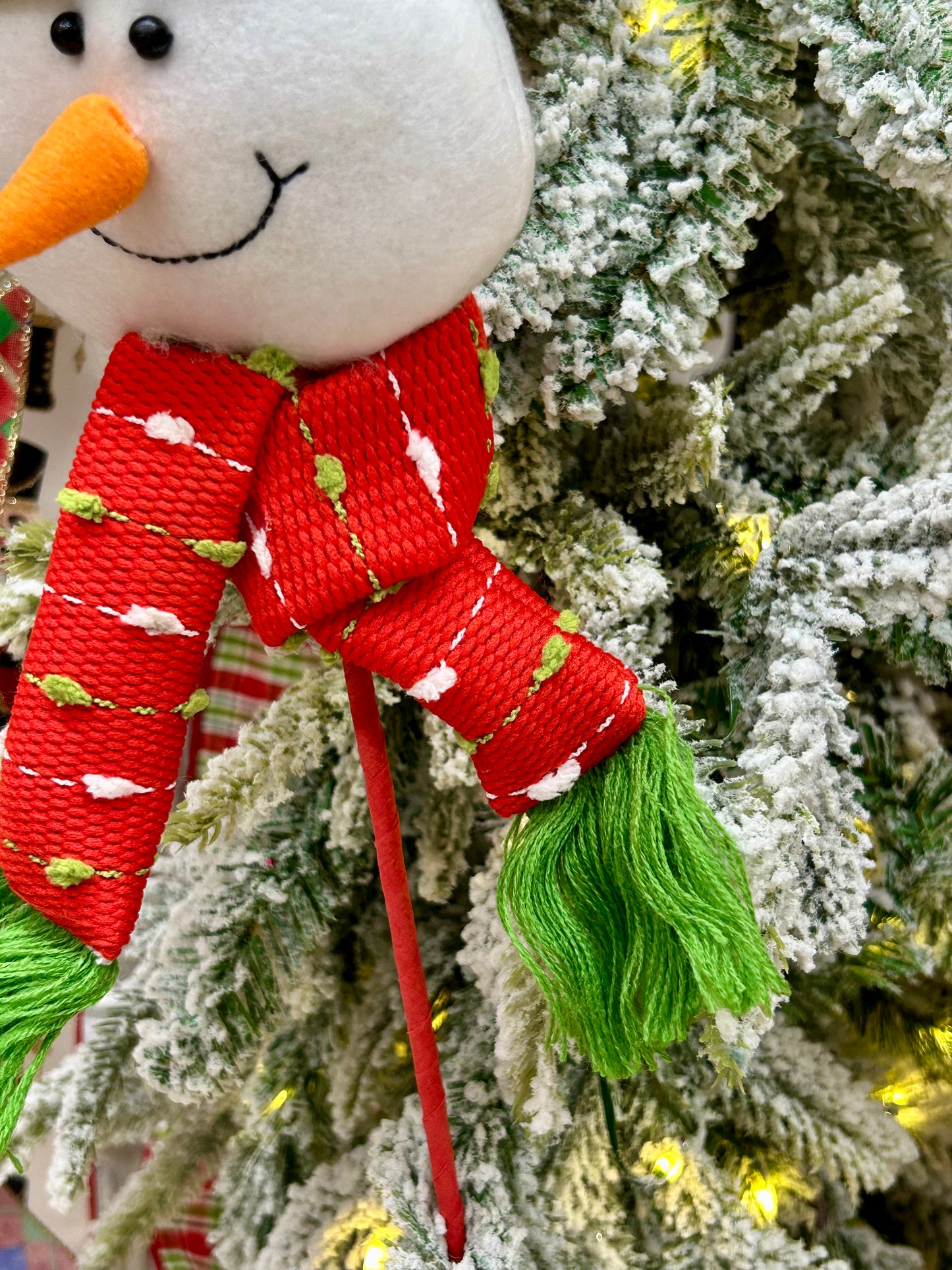 25 Inch Red Lime Green And White Snowman Head Pick