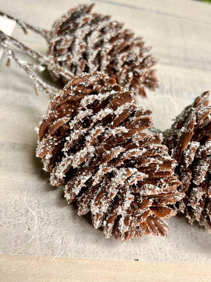 24 Inch Pinecone With Snow Spray