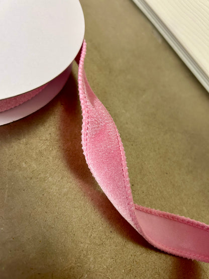 7/8 Inch By 10 Yard Light Pink Deluxe Velvet With Satin Backing Ribbon